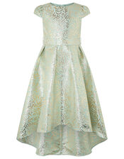 Avelina Jacquard High-Low Occasion Dress, Green (MINT), large
