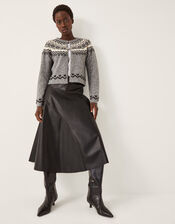 Fina Fair Isle Cardigan, Grey (GREY), large