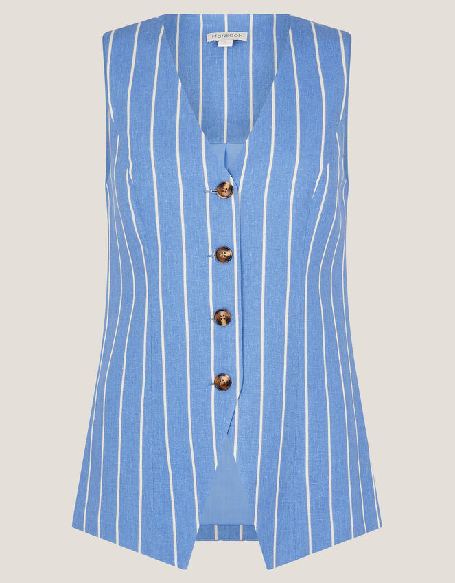 Susan Stripe Waistcoat, Blue (BLUE), large