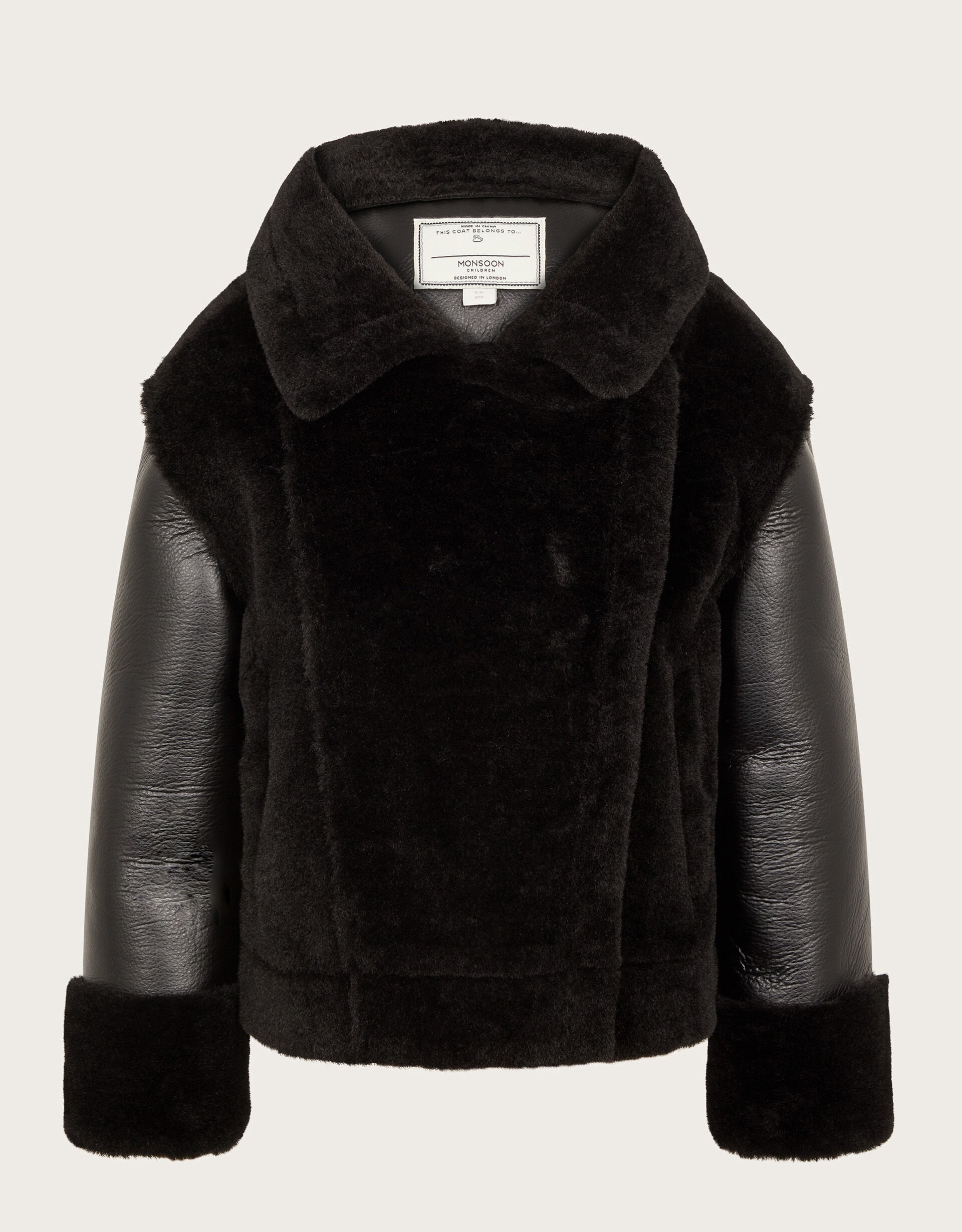 Faux Fur Aviator Jacket Black