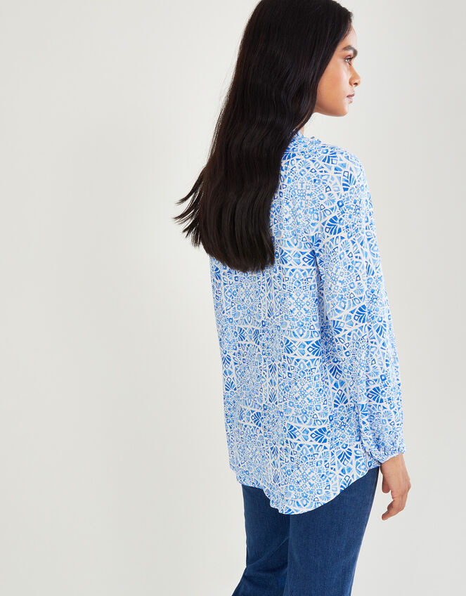 Josephine Geometric Print Blouse, Blue (BLUE), large