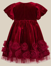 Baby Adelyn Rose Appliqu&eacute; Velvet Party Dress, Red (RED), large