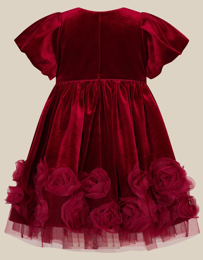 Baby Adelyn Rose Appliqu&eacute; Velvet Party Dress, Red (RED), large