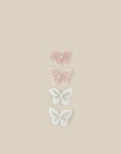 4-Pack Embellished Butterfly Hair Clips, Pink (PINK), large