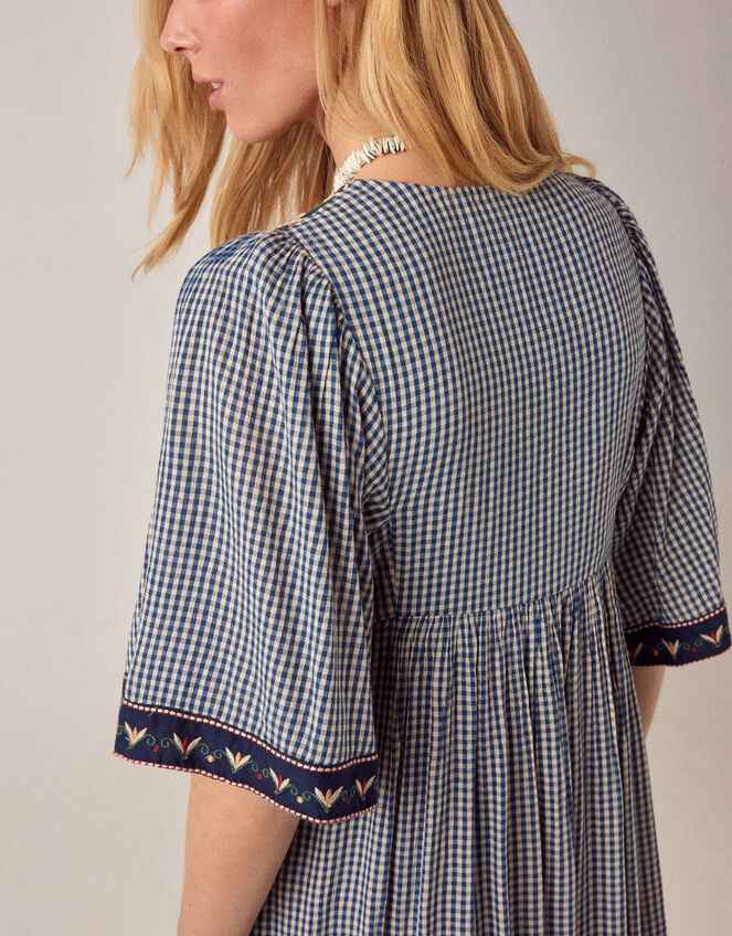 Maison Hotel Augusta Gingham Midi Dress, Blue (BLUE), large