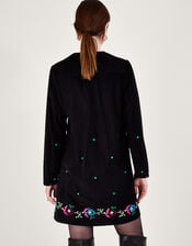 Kim Cord Embroidered Short Dress, Black (BLACK), large
