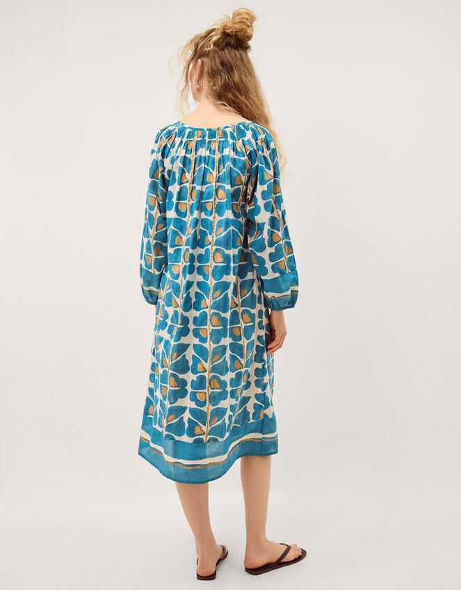 Leila Print Midi Beach Dress, Teal (TEAL), large