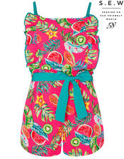 Inna Fruit Print Playsuit, Pink (PINK), large