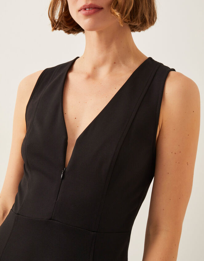 Polly Ponte Midi Dress, Black (BLACK), large