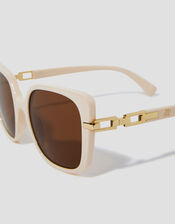 Link Square Sunglasses, Cream (CREAM), large