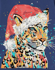 Christmas Leopard Hoodie, Blue (BLUE), large