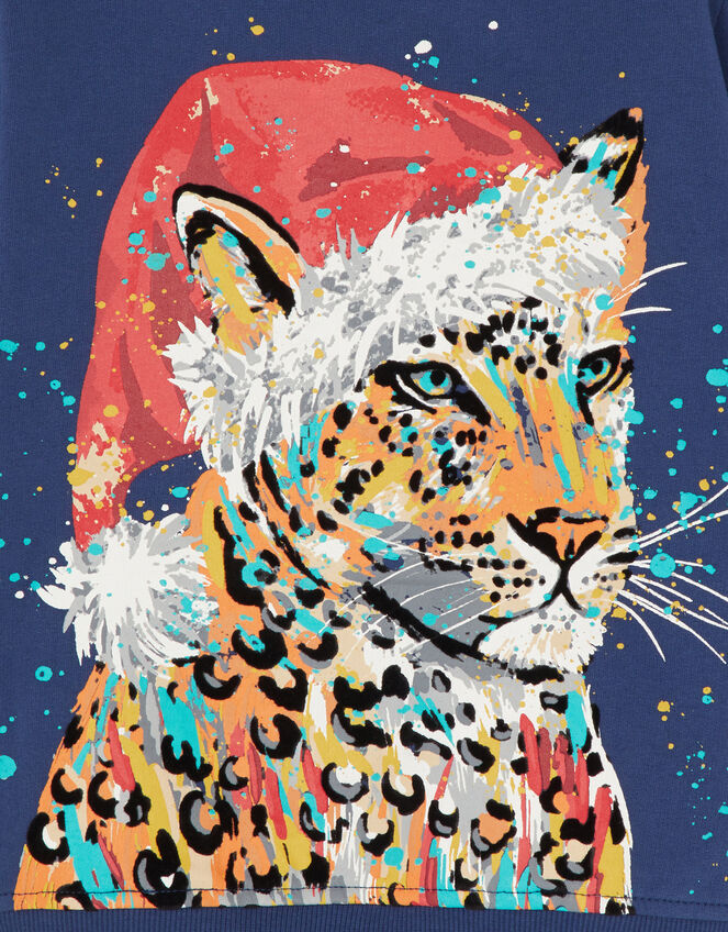 Christmas Leopard Hoodie, Blue (BLUE), large