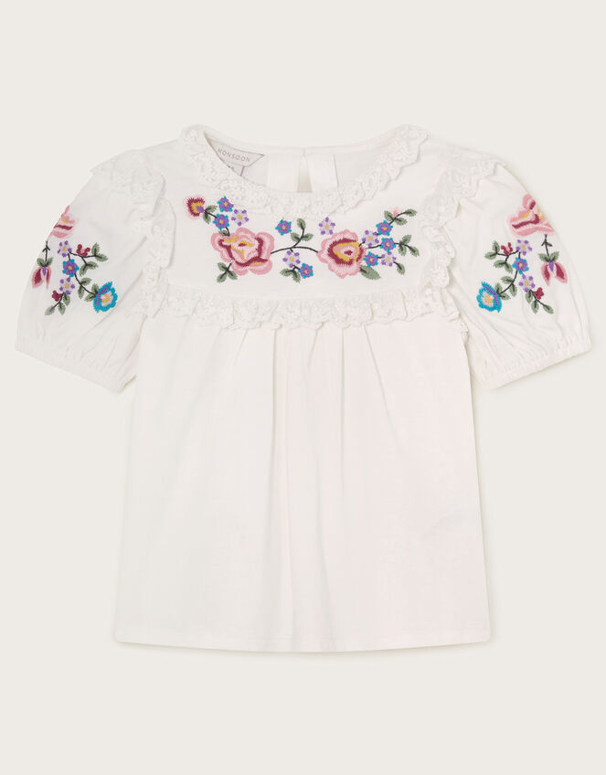 Boutique Embroidered Top, Ivory (IVORY), large