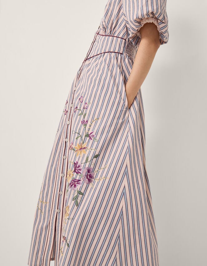 Alexis Embroidered Stripe Midi Dress, Pink (PINK), large