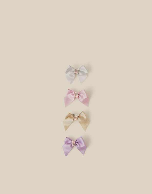 4-Pack Mini Ribbon Bow Hair Clips, , large