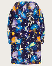 Fleece Space Print Blanket Hoodie, Blue (BLUE), large