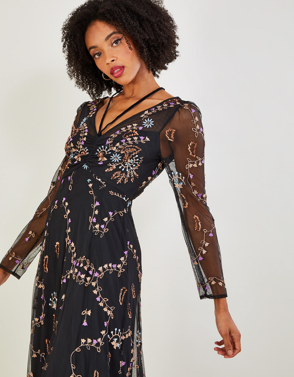 Monsoon black sale maxi dress