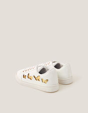 Metallic Butterfly Lace Up Trainers, Ivory (IVORY), large