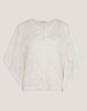 Aija Cutwork Boxy Blouse, White (WHITE), large