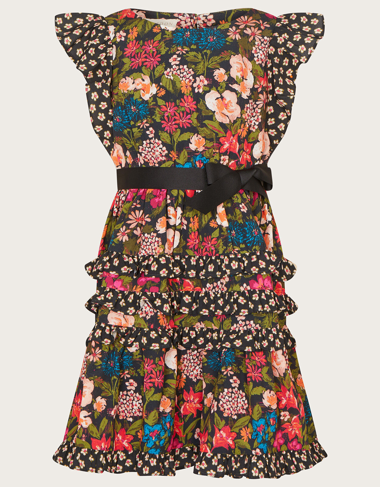 Black floral frill dress 2025