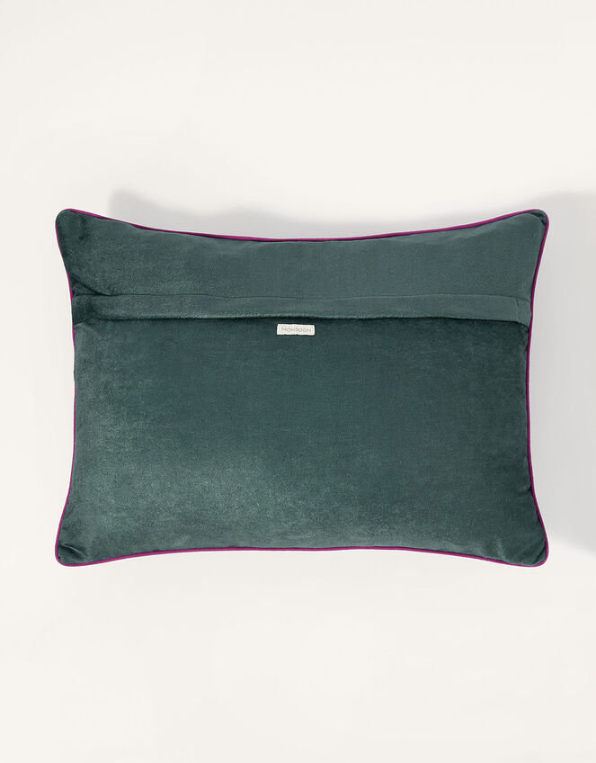 Velvet Floral Print Rectangular Cushion, , large