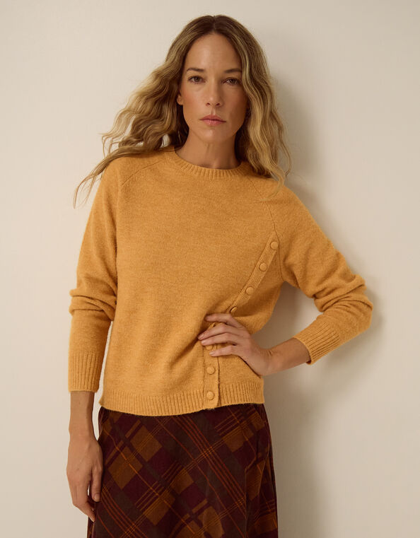 Bray Asymmetrical Button Jumper, Yellow (OCHRE), large