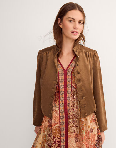Lucia Faux Suede Jacket, Brown (BROWN), large