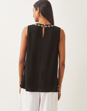 Saffron Embroidered Tank Top, Black (BLACK), large