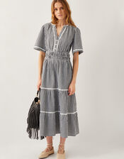 Gina Gingham Maxi Dress, Black (BLACK), large