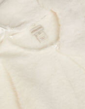 Faux Fur Collar Cardigan, Ivory (IVORY), large