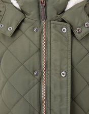 Quilted Coat with Hood, Green (KHAKI), large