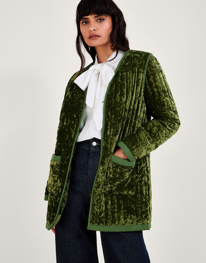 Velvet Quilted Jacket Green