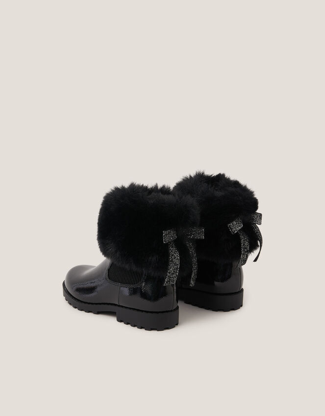 Faux Fur Chelsea Boots, Black (BLACK), large