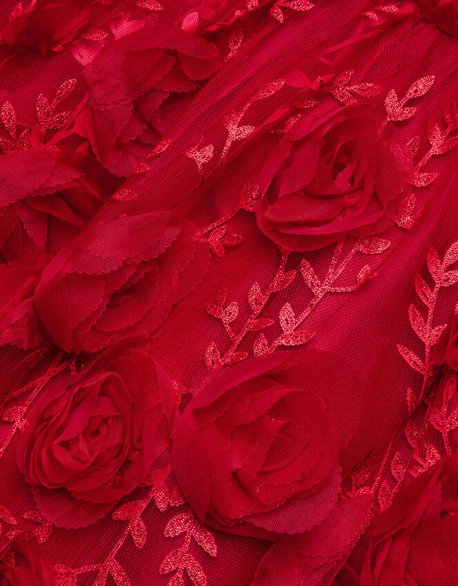 Baby Velvet 3D Roses Dress, Red (RED), large