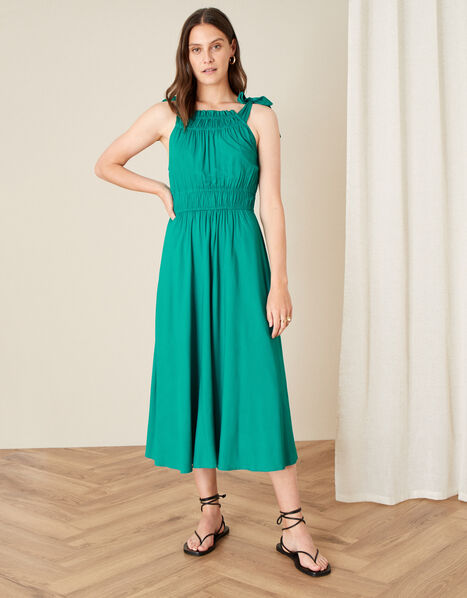 Plain Halter Midi Dress  Green, Green (GREEN), large