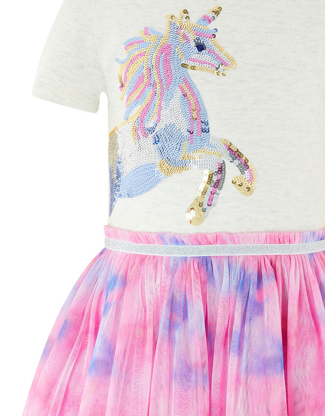 Disco Nina Unicorn Tie-Dye Dress, Ivory (IVORY), large