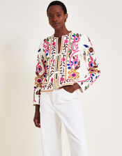 Erica Embroidered Jacket, Ivory (IVORY), large