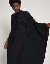 Drew Drape Midi Dress, Black (BLACK), large