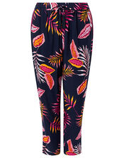 Luma Palm Print Trousers in LENZING™ ECOVERO™, Blue (NAVY), large