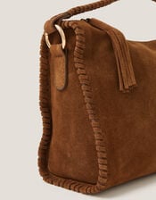 Della Suede Handbag, Tan (TAN), large