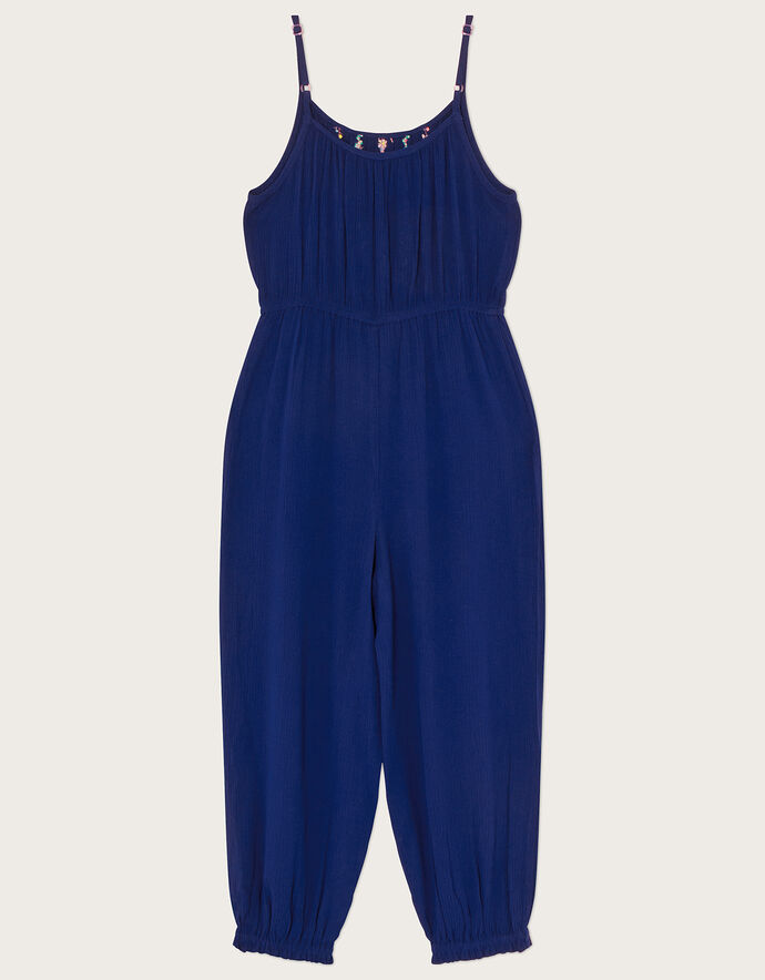 Fluorescent Tassel Culotte Jumpsuit Blue