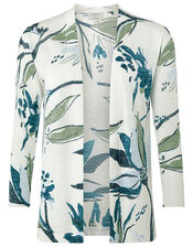 Tilda Printed Knit Cardigan in Linen Blend, Ivory (IVORY), large