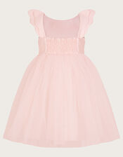 Baby Angel Wing Sleeve Tulle Dress, Pink (PALE PINK), large
