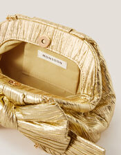 Oversized Bow Metallic Bag, , large