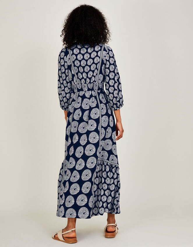 Ashoka Circle Print Midi Dress in LENZING™ ECOVERO™, Blue (NAVY), large