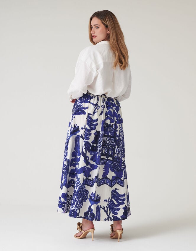 One Hundred Stars Giant Willow Print Maxi Skirt, Blue (BLUE), large