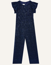 Sequin Stretch Jumpsuit, Blue (NAVY), large