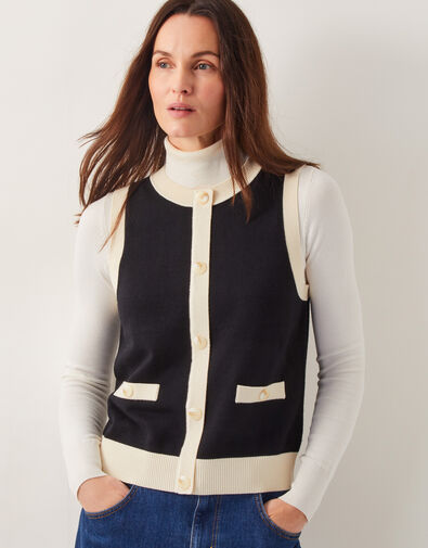Sala Two Tone Knit Vest, Black (BLACK), large