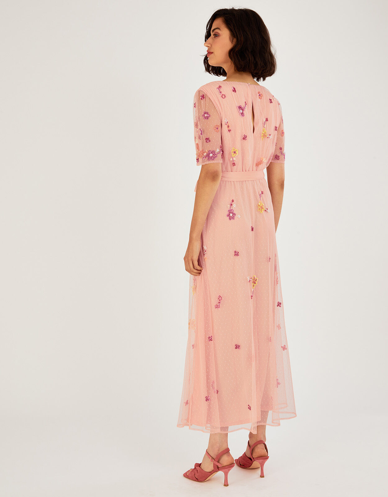 Lacey Embellished Midi Dress Orange