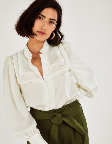 Anna Satin Blouse in Recycled Polyester, Ivory (IVORY), large